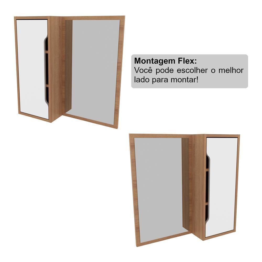 Espelheira Para Banheiro 60cm Com 1 Porta Multimóveis Cr10117 Amêndoa-branco Amêndoa-branco - 2