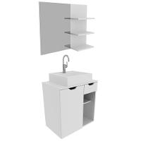 Conjunto Para Banheiro Com Cuba E Espelho Bn3 Branco - 1