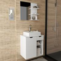 Conjunto Para Banheiro Com Cuba E Espelho Bn3 Branco - 9