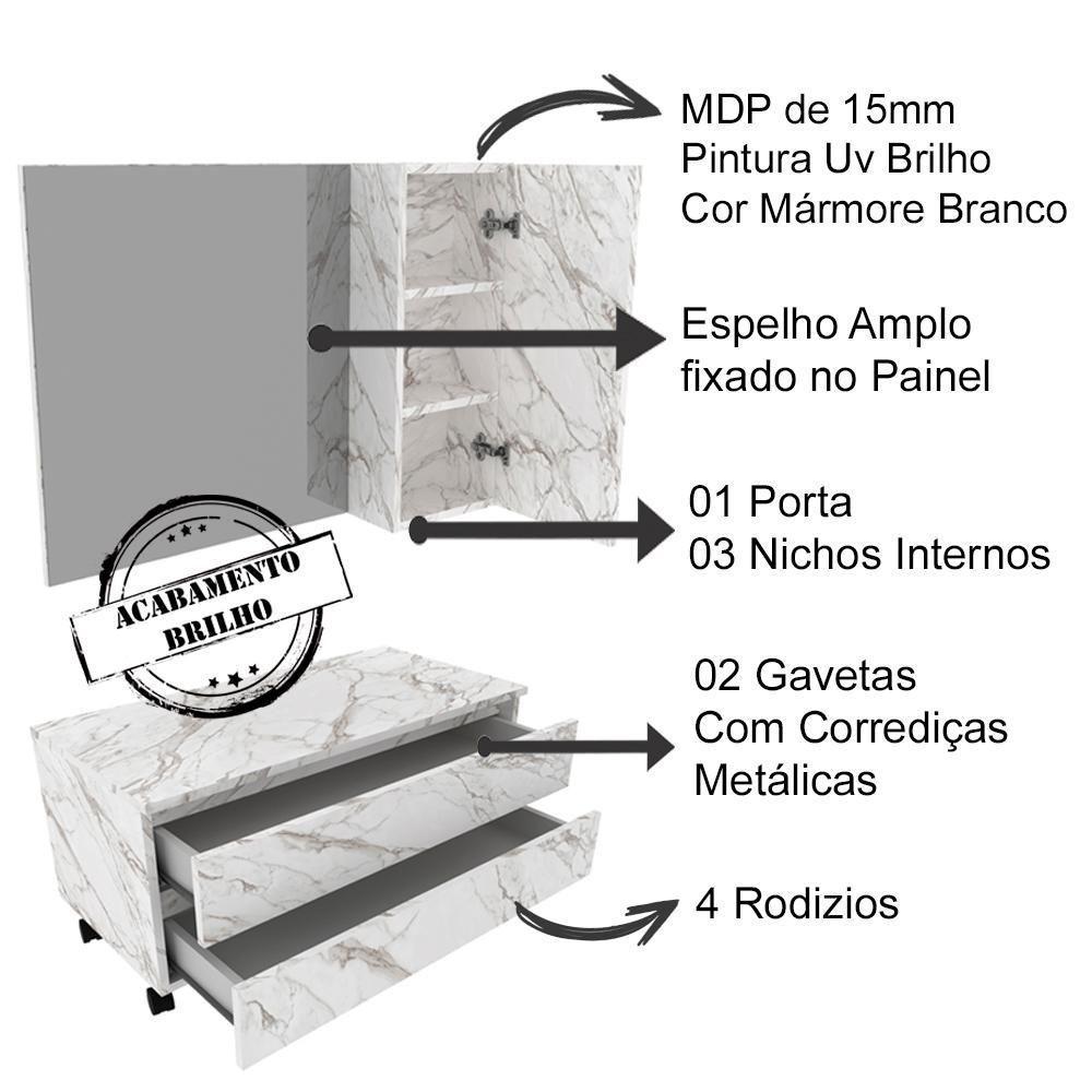 Conjunto Para Banheiro Armarios Com Cuba Bn1 Marmore Branco - 4