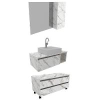 Conjunto Para Banheiro Armarios Com Cuba Bn1 Marmore Branco - 1