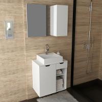 Conjunto Para Banheiro Com Cuba E Espelho Bn2 Branco - 7