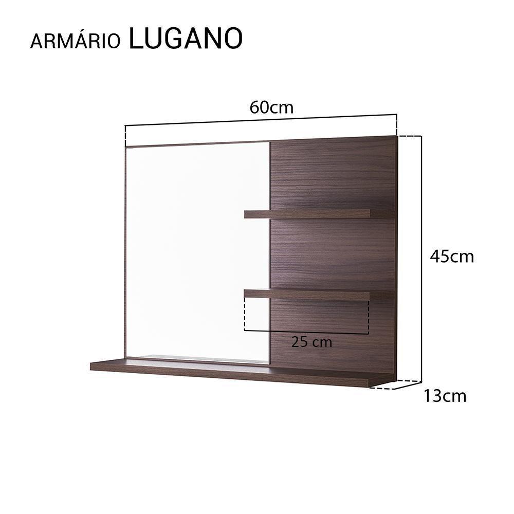 Espelho Para Banheiro Com Prateleiras Lugano Nogal 60 X 45Cm - 2