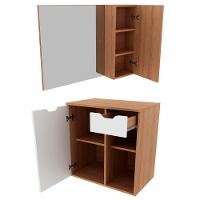 Conjunto Para Banheiro Com Cuba E Espelho Bn2 Amendoa Branco - 8