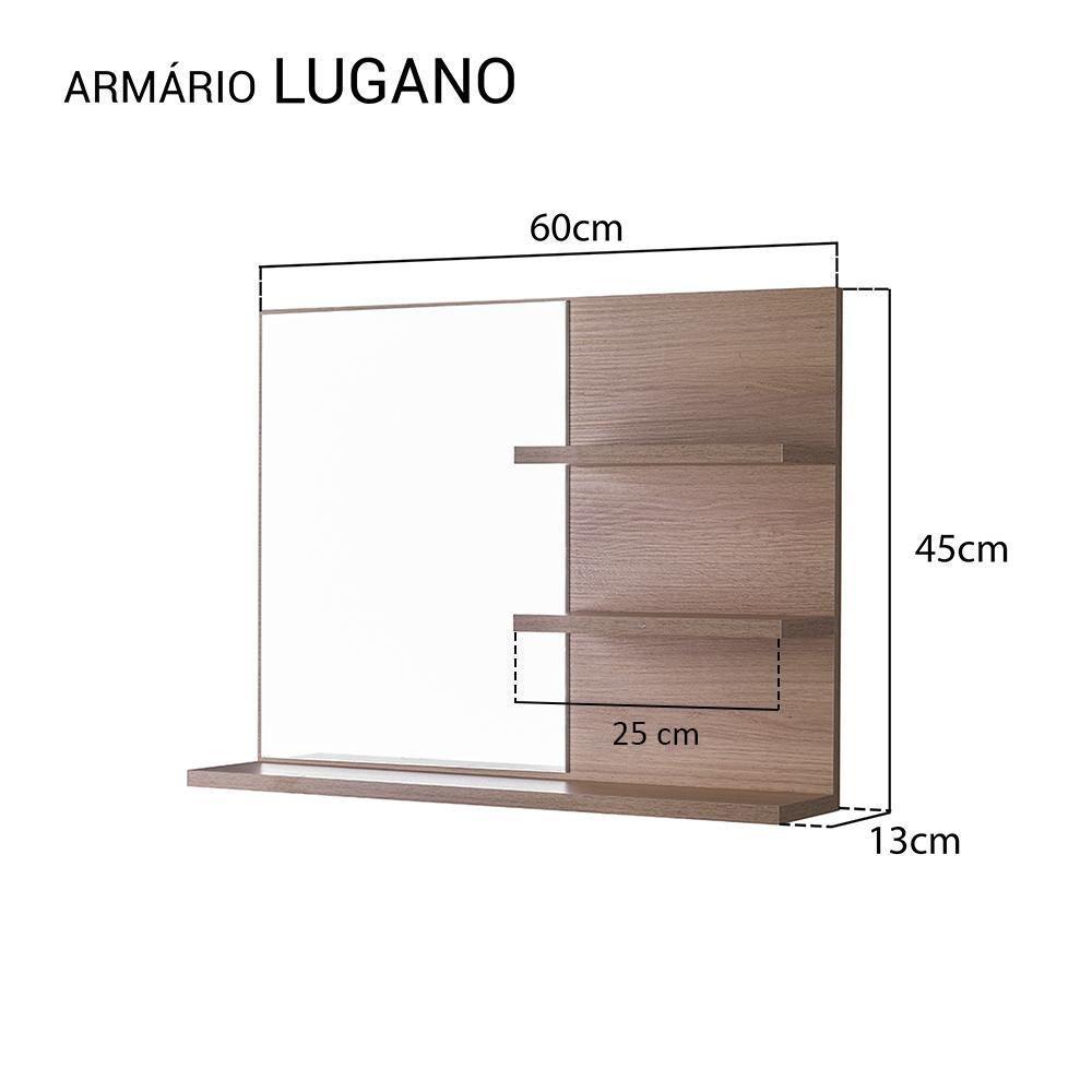 Espelho P/ Banheiro C/ Prateleiras Carvalho 60 X 45Cm - 3