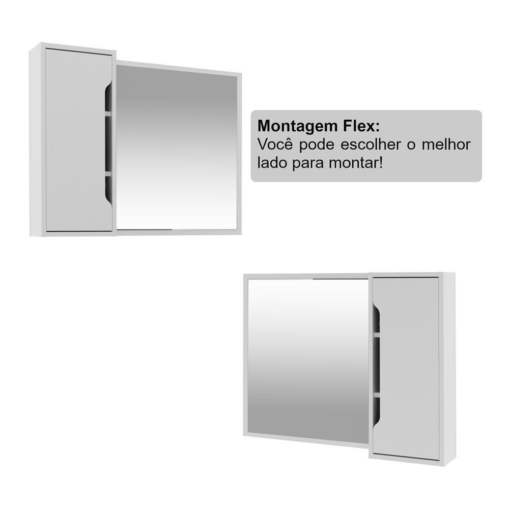 Espelheira Para Banheiro Flex 80cm Com 1 Porta Multimóveis Cr10116 Branco Branco - 4