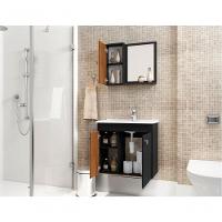 Conjunto Para Banheiro Com Armário Dublin Preto Ripado - 5