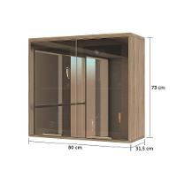 Armário Aéreo 80cm 2 Portas Vidro Reflecta 1 Prateleira Mel - 3