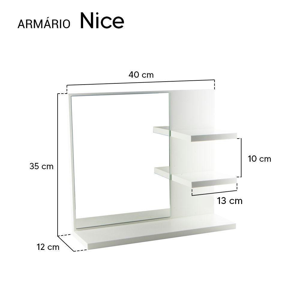 Espelho Para Banheiro Com Armário Branco Nice 40Cm - 2