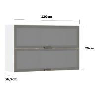 Armário Aéreo Basculante Duplo 120cm Branco 2 Portas Branco - 2