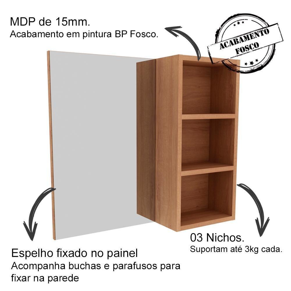 Espelheira Para Banheiro 3 Nichos Bn3609 Amendoa - 4