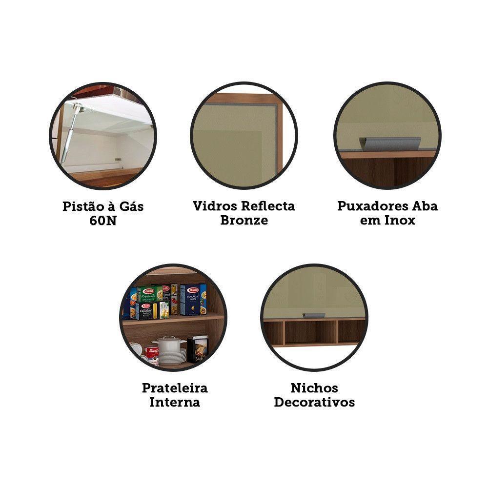 Armário Aéreo 120cm 1 Porta Basculante C/Vidro Reflecta Is - 2