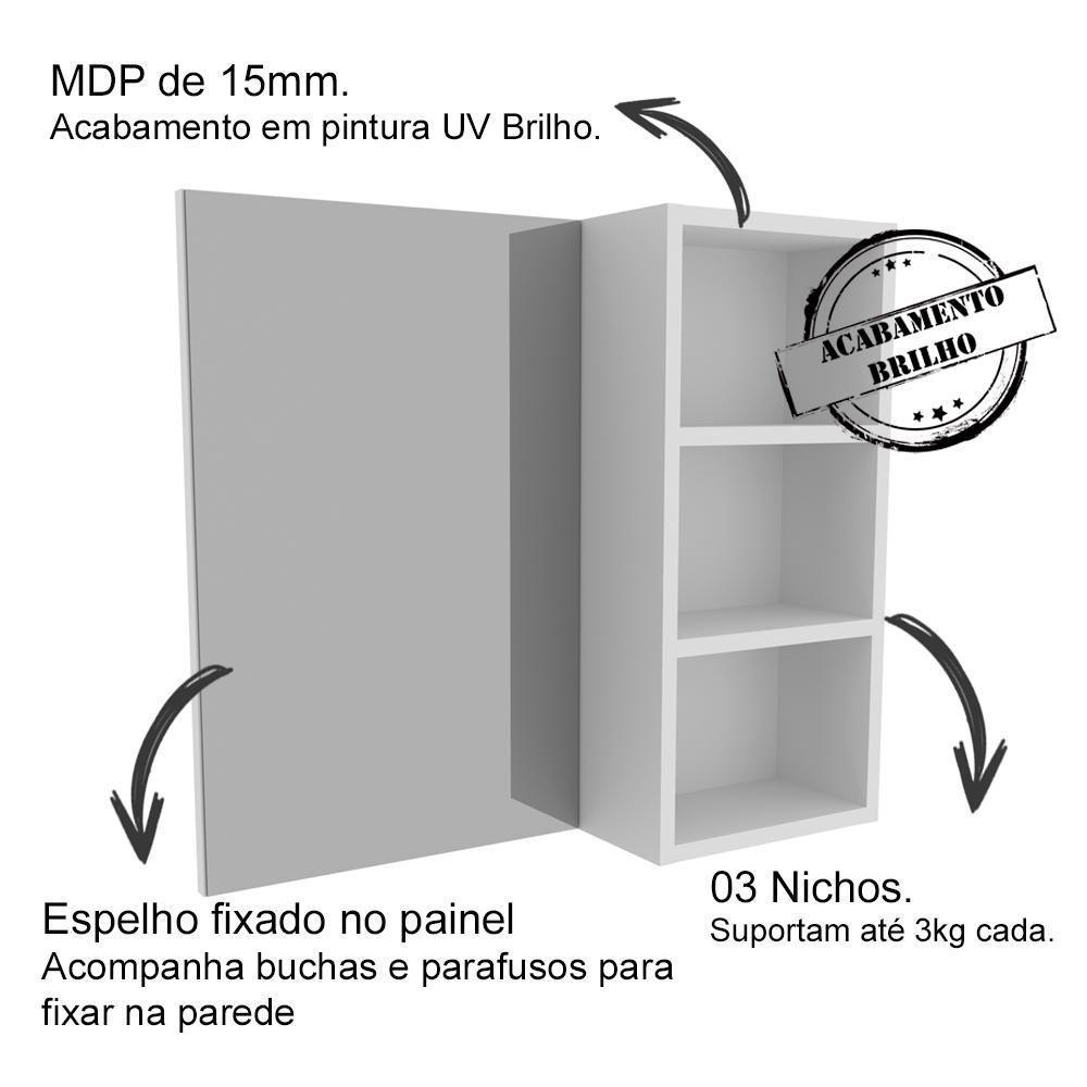 Espelheira Para Banheiro 3 Nichos Bn3609 Branco - 4