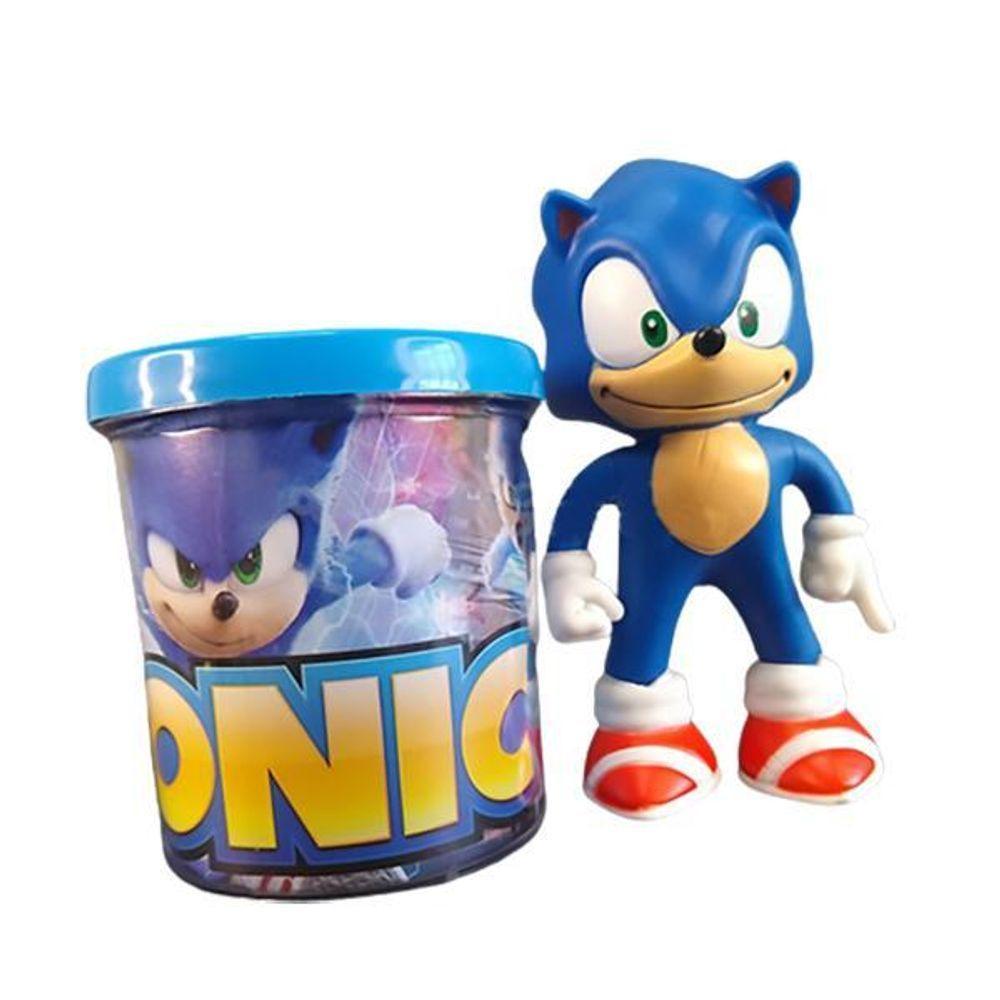 Kit Boneco Sonic Azul Articulado 15Cm + Caneca 350Ml Nº8 - 1