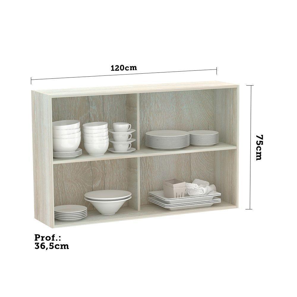 Armário Basculante Duplo 120cm 2 Portas Legno Crema C/Cuma - 3