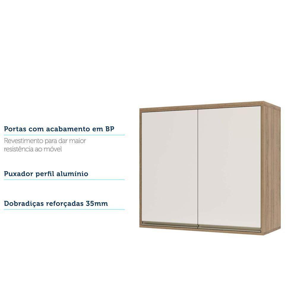 Armário Aéreo 80cm 2 Portas 1 Prateleira Mel Vanilla - 2