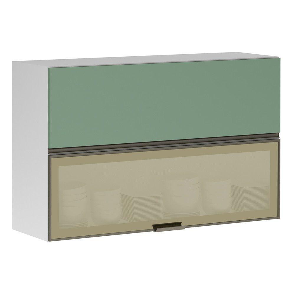 Armário Basculante 120cm 2 Portas E C/Vidro Reflecta Bronze - 1