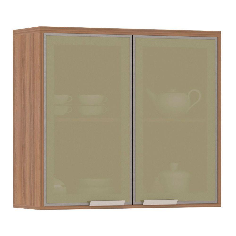 Armário Aéreo 80cm 2 Portas Vidro Reflecta 1 Prateleira Lari - 2