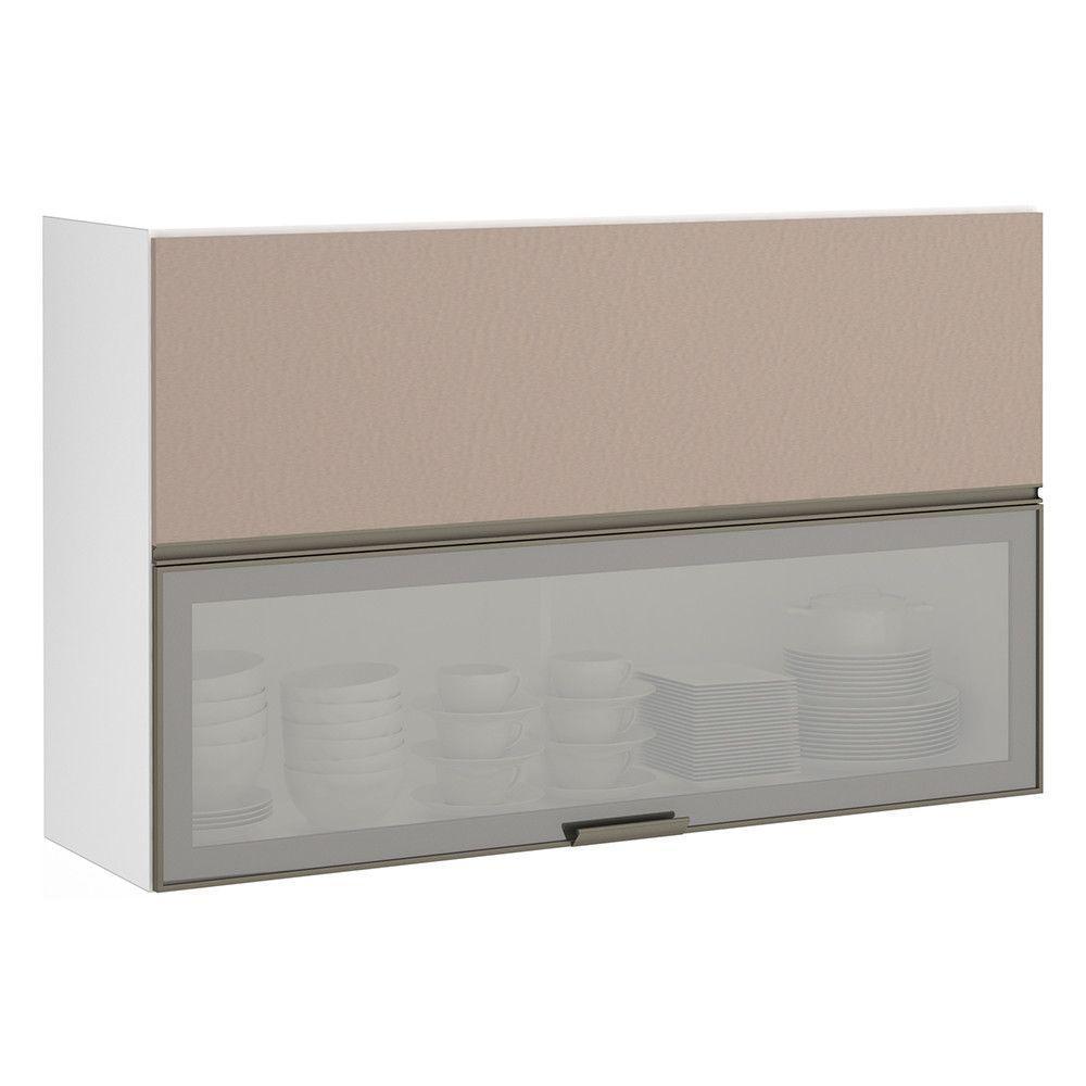 Armário Basculante 120cm 2 Porta Prata Branco Polar - 1