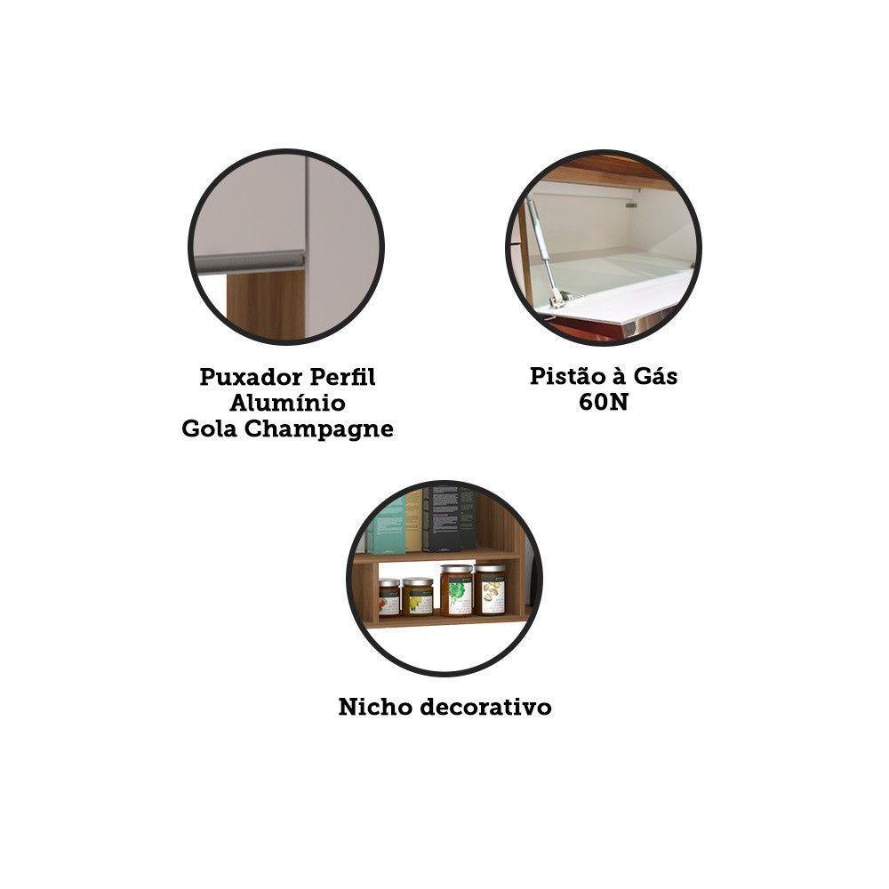 Armário Aéreo 120cm 2 Portas Basculantes C/Nichos Diana - 4