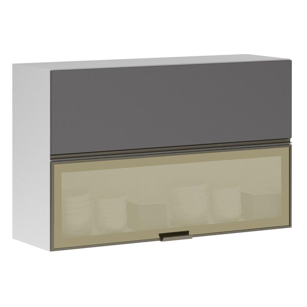 Armário Basculante 120cm 2 Portas E C/Vidro Reflecta Bronze - 1