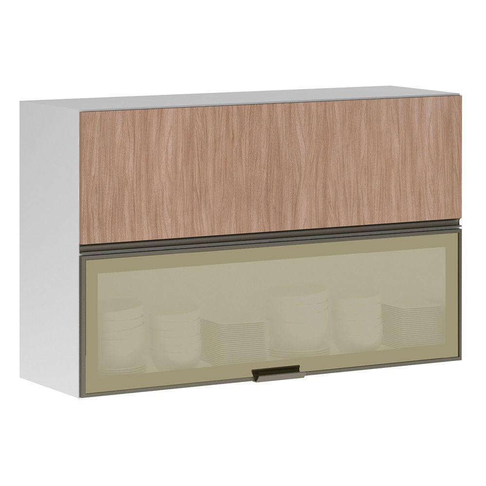 Armário Basculante 120cm 2 Portas E C/Vidro Reflecta Bronze - 1