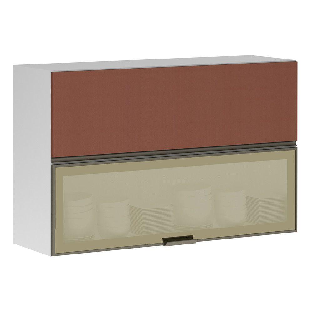 Armário Basculante 120cm 2 Portas E C/Vidro Reflecta Bronze - 1