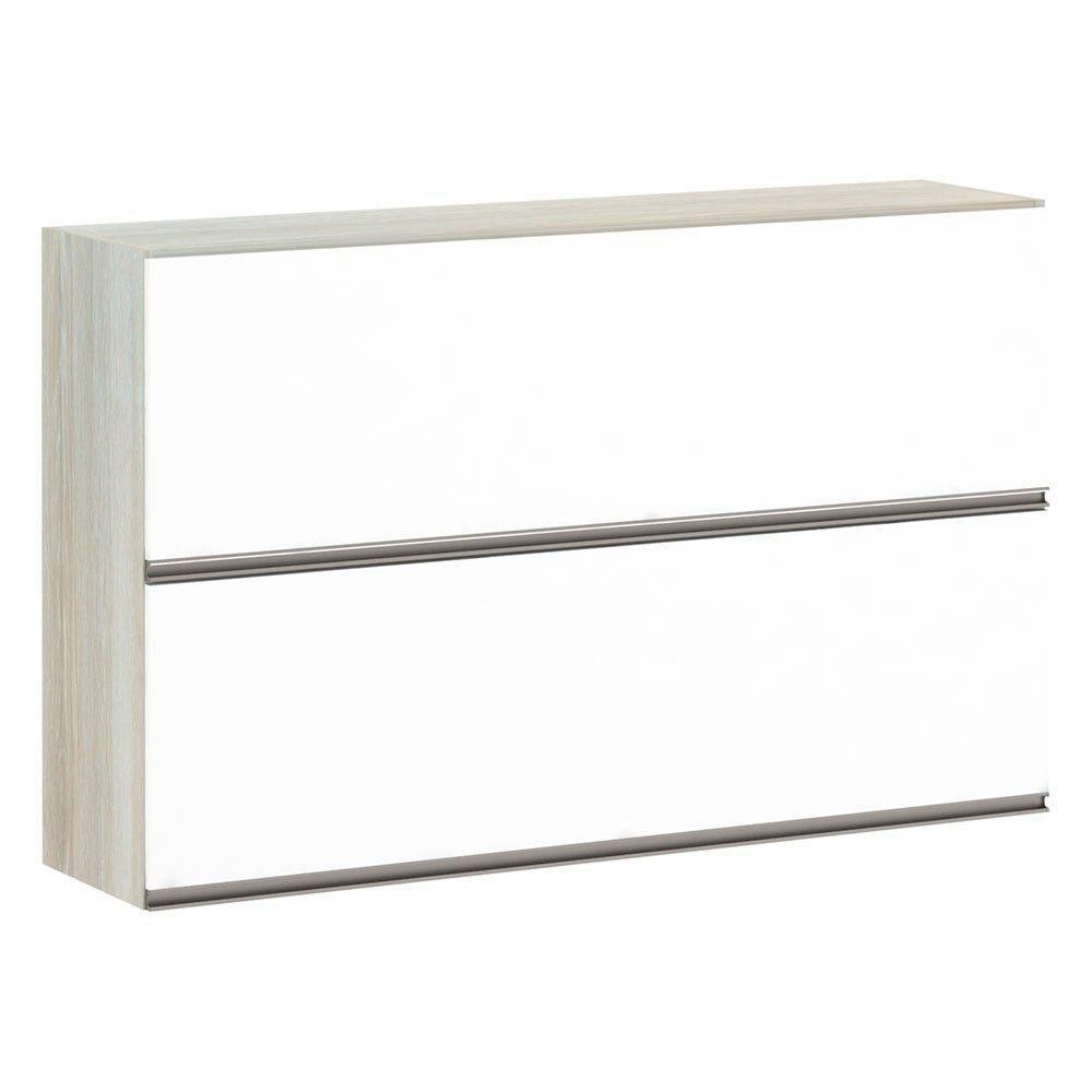 Armário Basculante Duplo 120cm 2 Portas Legno Crema C/Branco - 1