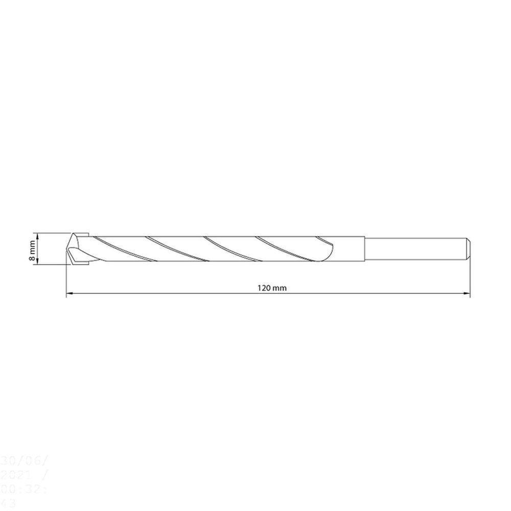 Broca Para Concreto 8x120 Mm 5/16" Em Aço Especial Com Acabamento Jateado Din 8039 - 7
