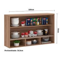 Armário Aéreo 120cm 1 Porta Basculante C/Nichos Isa Vanill - 4