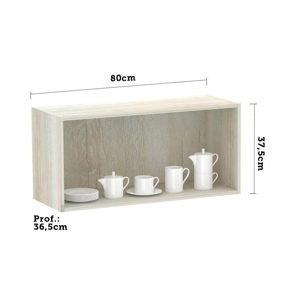 Armário Basculante 80cm 1 Porta Luci Legno Crema C/Verde - 3