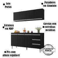 Armario Aereo E Balcao Com Tampo 160 Cm Andreia Preto Reajl Preto - 3