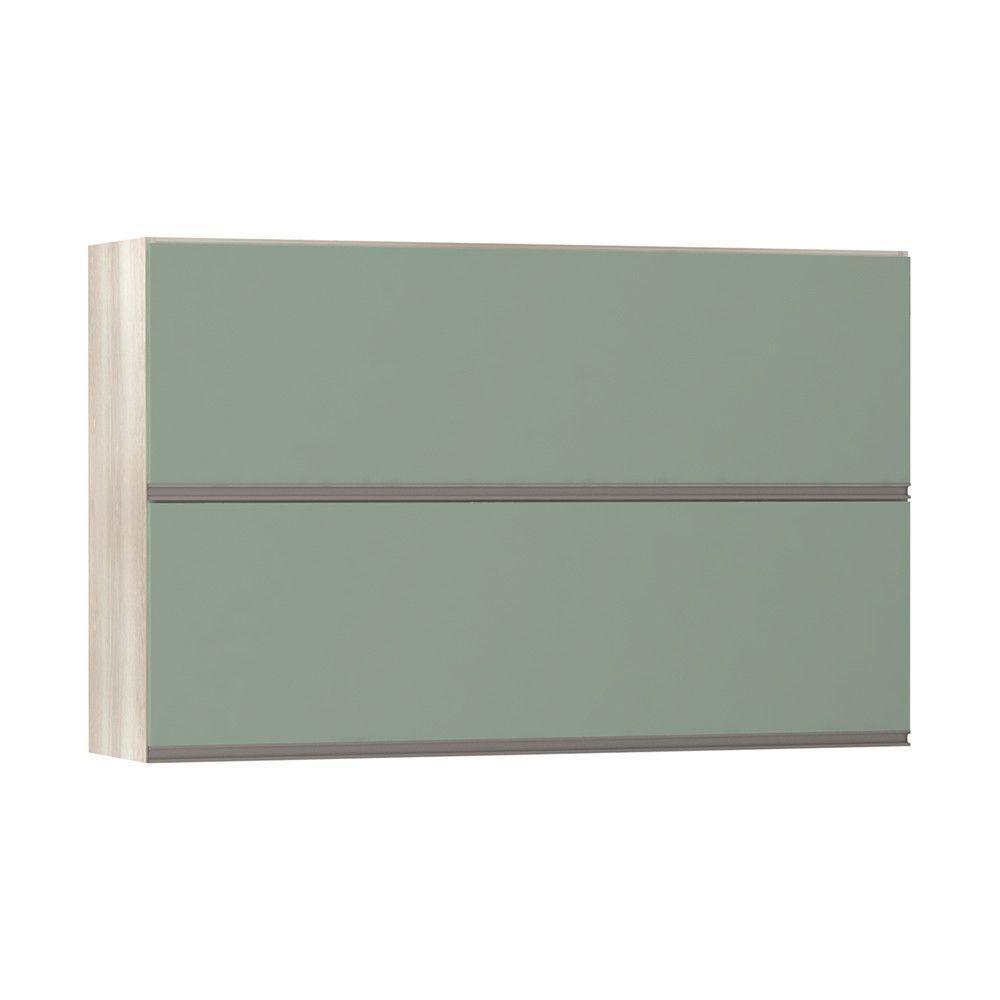Armário Basculante Duplo 120cm 2 Portas Legno Crema C/Verde - 1