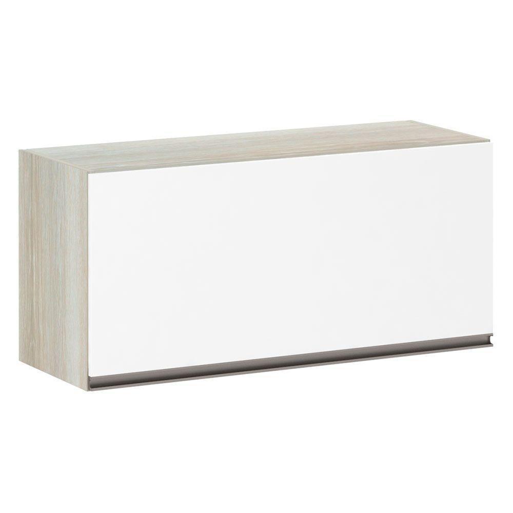 Armário Basculante 80cm 1 Porta Legno Crema C/Branco Polar - 1