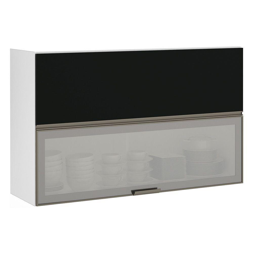 Armário Basculante 120cm 2 Porta Prata Branco Polar - 1