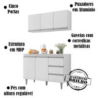 Armario Aereo E Balcao Com Tampo 120 Cm Andreia Branco Reajl Branco