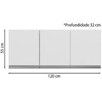 Armario Aereo E Balcao Com Tampo 120 Cm Andreia Branco Reajl Branco - 7