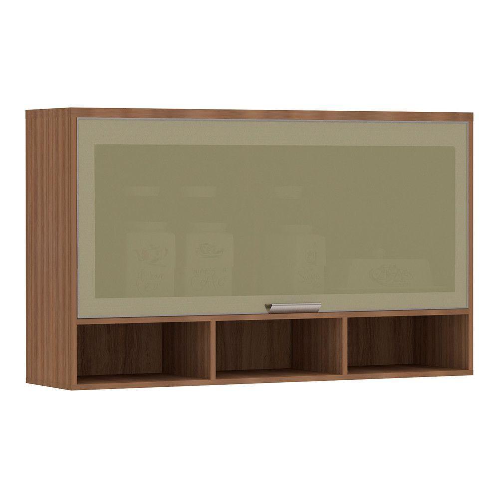 Armário Aéreo 120cm 1 Porta Basculante C/Vidro Reflecta - 1