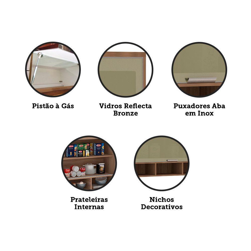 Armário Aéreo 120cm 1 Porta Basculante C/Vidro Reflecta - 2