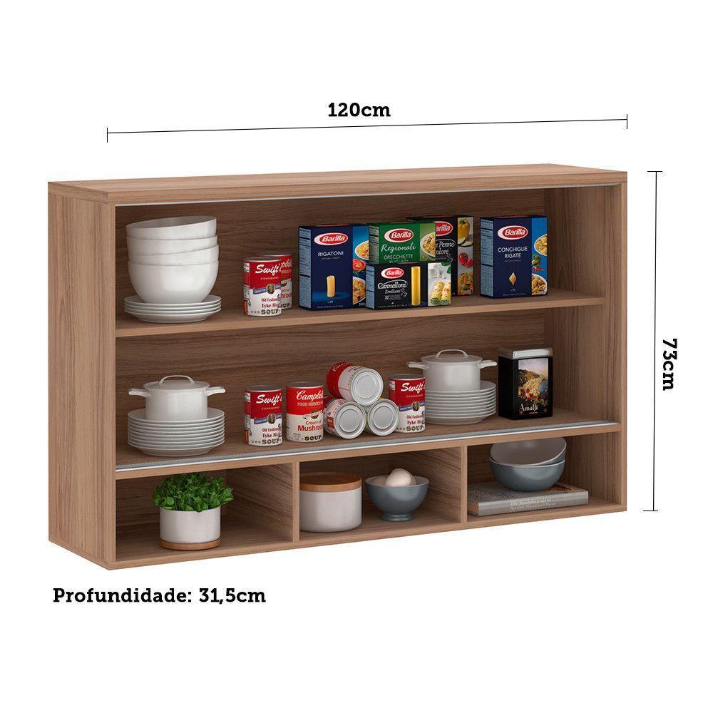 Armário Aéreo 120cm 1 Porta Basculante C/Vidro Reflecta - 3