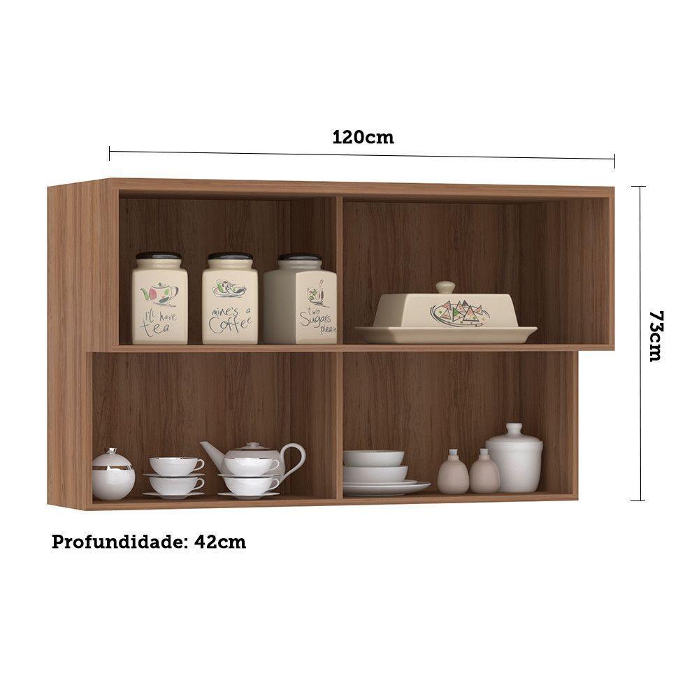 Armário Aéreo 120cm 3 Portas Basculantes C/Vidro Reflecta - 4