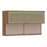 Armário Aéreo 120cm 3 Portas Basculantes C/Vidro Reflecta - 1