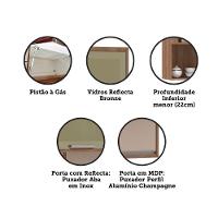 Armário Aéreo 120cm 3 Portas Basculantes C/Vidro Reflecta - 3