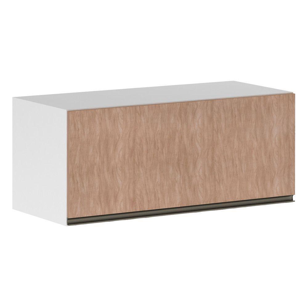 Armário Basculante 90cm 1 Porta Branco Polar C/Cumaru - 1