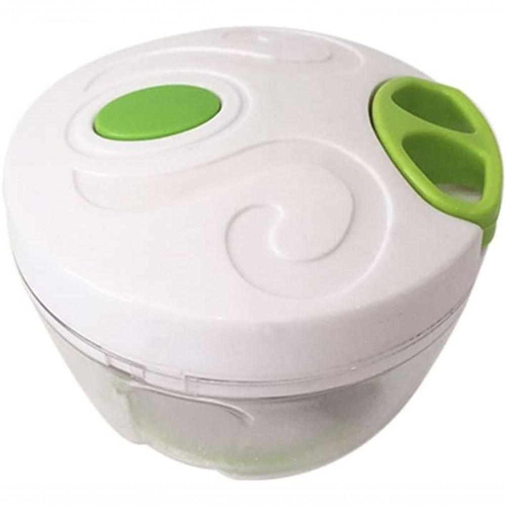 Mini Processador De Alimentos Triturador Branco Com Verde - 3