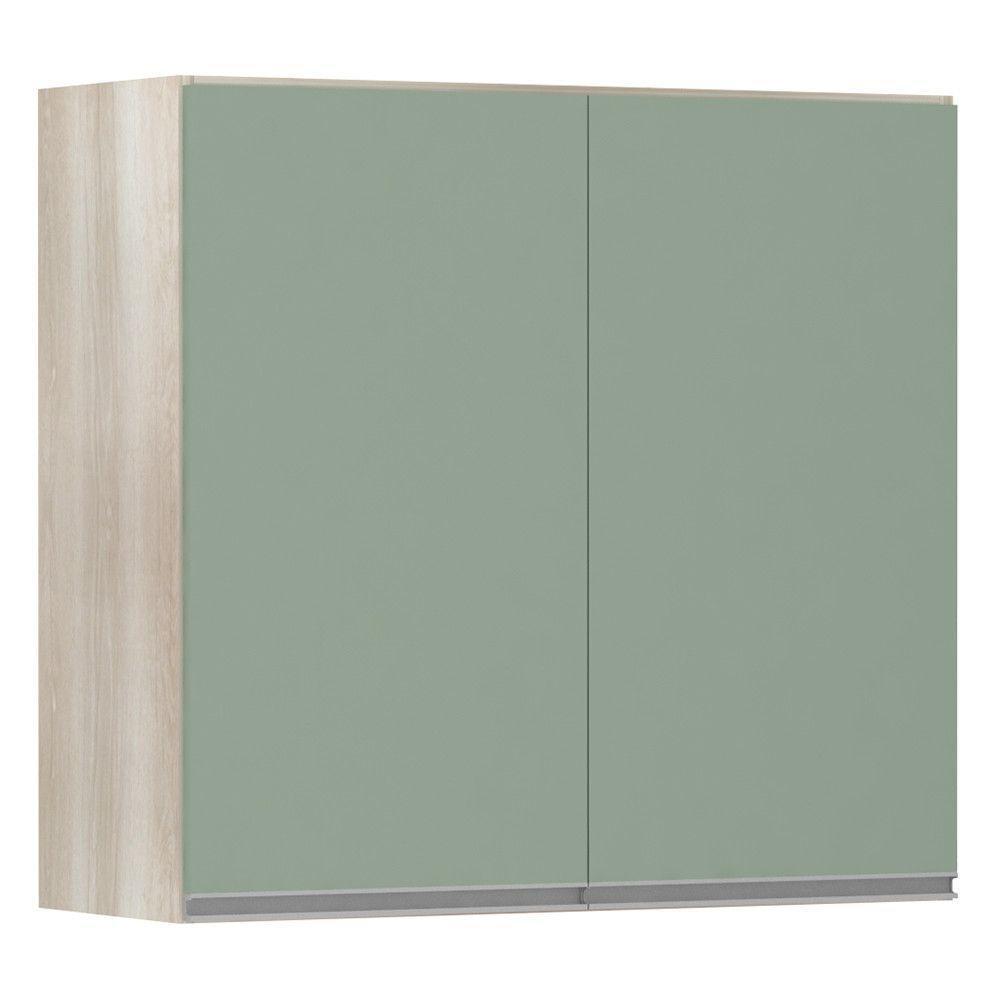 Armário Luciane 80cm 2 Portas Lis Legno Crema C/Verde Jade - 1