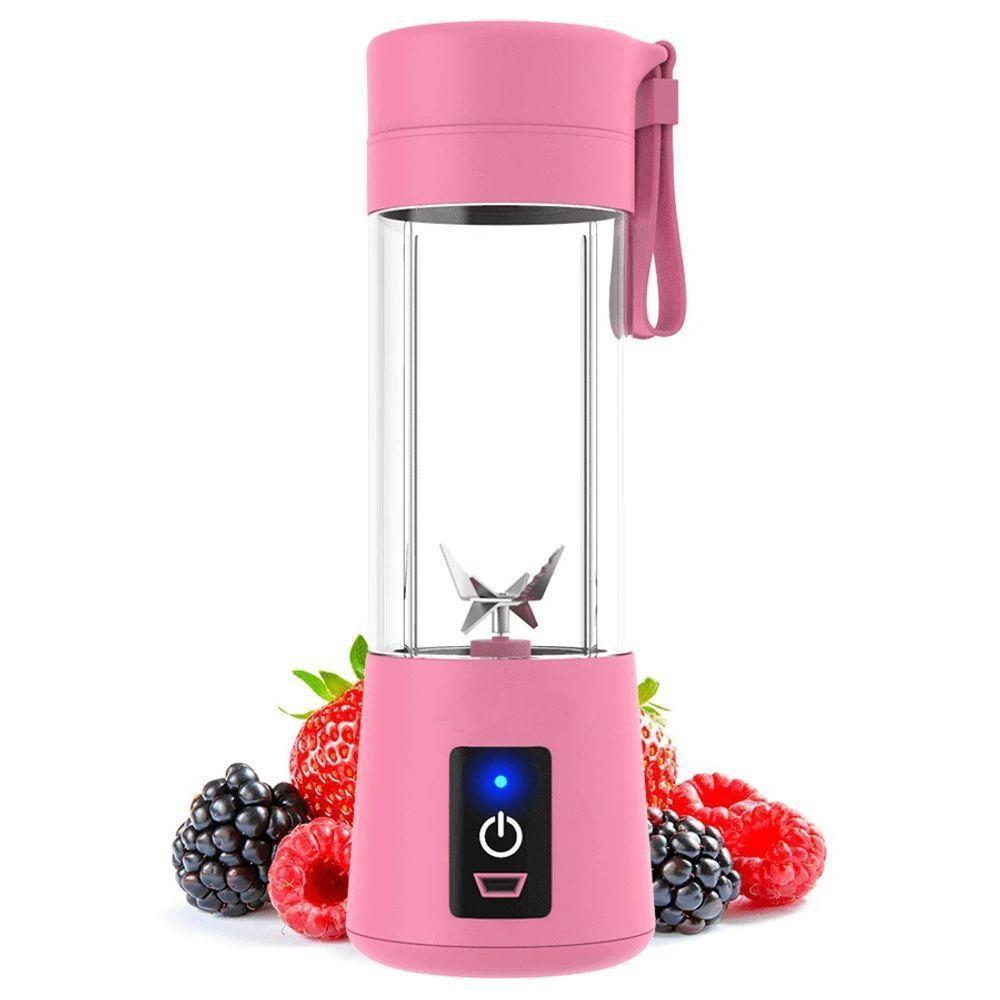 Mini Liquidificador Mixer Juice Cup Portatil 320ml Usb 6 Lâminas - Juicer - Rosa - 1