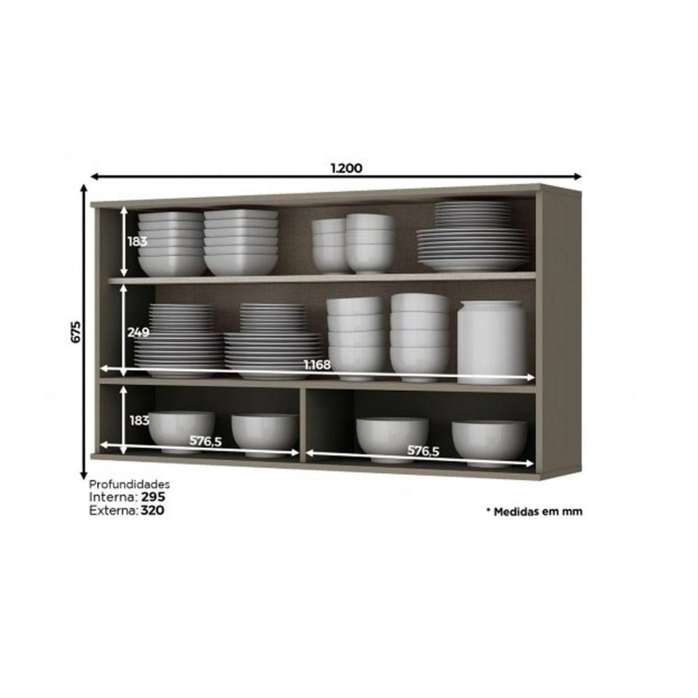 Armário de Cozinha Modulado  Connect 1 Prta c/Vidro Duna - Henn - 3