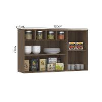 Armário Aéreo De Cozinha 120cm 2 Portas Com Vidro Reflecta E Nichos Aspen Luciane Móveis Vanilla Com Cinza Puro - 3