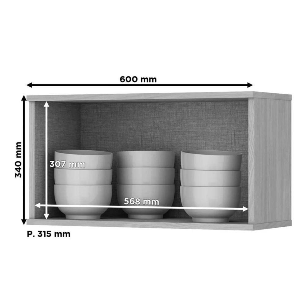 Módulo Cozinha Henn Connect Armário  60 1 Porta Basculante Duna/Cristal - 5